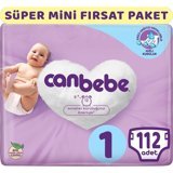 Canbebe Süper Mini Fırsat Paketi Yenidoğan 1 Numara Bantlı Bebek Bezi 4x112 Adet