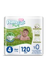 Paddlers Pure 4 Numara Organik Cırtlı Bebek Bezi 120 Adet