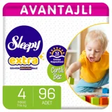 Sleepy Extra 4 Numara Organik Cırtlı Bebek Bezi 96 Adet