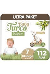 Baby Turco Doğadan 7 Numara Bantlı Bebek Bezi 2x56 Adet