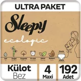 Sleepy Ultra Paket 4 Numara Organik Külot Bebek Bezi 192 Adet