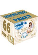 Molfix Pure & Soft 5 Numara Cırtlı Bebek Bezi 66 Adet