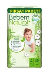 Bebem Natural Doğa Özleri 4 Numara Organik Cırtlı Bebek Bezi 48 Adet