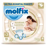 Molfix Pure & Soft 3 Numara Cırtlı Bebek Bezi 98 Adet