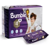Bumble Maxi Ikiz Paket 4 Numara Cırtlı Bebek Bezi 36 Adet + Bumble Baby Islak Mendil Hediyeli - 4 Beden (7 - 18 kg)