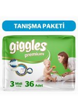 Giggles Premium Midi 3 Numara Cırtlı Bebek Bezi 36 Adet