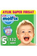 Molfix 3D Ekstra Emici 5 + Numara Cırtlı Bebek Bezi 132 Adet