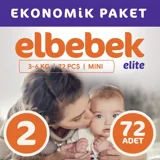 Elbebek Elite Ekonomik Paket Mini 2 Numara Cırtlı Bebek Bezi 72 Adet