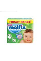 Molfix 3D Maxi Plus 4 + Numara Cırtlı Bebek Bezi 26 Adet
