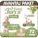Baby Turco Doğadan 5 Numara Külot Bebek Bezi 72 Adet