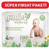 Giggles Natural Maxi 4 Numara Organik Cırtlı Bebek Bezi 120 Adet