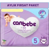 Canbebe Junior Aylık Fırsat 5 Numara Bantlı Bebek Bezi 132 Adet