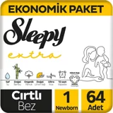 Sleepy Yenidoğan 1 Numara Cırtlı Bebek Bezi 64 Adet