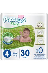 Paddlers Pure 4 Numara Organik Cırtlı Bebek Bezi 30 Adet