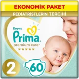 Prima Premium Care 2 Numara Cırtlı Bebek Bezi 60 Adet