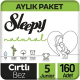 Sleepy Natural 5 Numara Organik Cırtlı Bebek Bezi 160 Adet