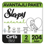 Sleepy Mini Avantajlı Paket 2 Numara Organik Cırtlı Bebek Bezi
