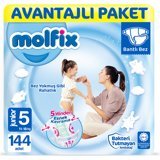 Molfix Junior 5 Numara Organik Cırtlı Bebek Bezi 144 Adet