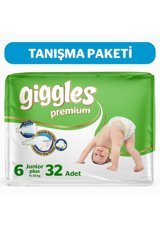 Giggles Premium Junior Plus 6 Numara Cırtlı Bebek Bezi 32 Adet