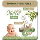 Baby Turco Doğadan 4 Numara Bantlı Bebek Bezi 120 Adet