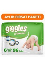 Giggles Premium Junior Plus 6 Numara Cırtlı Bebek Bezi 96 Adet