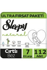 Sleepy Natural XL 7 + Numara Organik Cırtlı Bebek Bezi 2x56 Adet