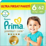 Prima Premium Care 6 Numara Cırtlı Bebek Bezi 62 Adet