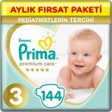 Prima Premium Care 3 Numara Cırtlı Bebek Bezi 144 Adet