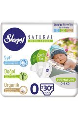 Sleepy Sensitive Prematüre 0 Numara Organik Cırtlı Bebek Bezi 30 Adet