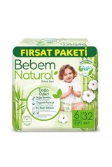 Bebem Natural Doğa Özleri 6 Numara Organik Cırtlı Bebek Bezi 32 Adet