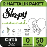 Sleepy Natural Prematüre 0 Numara Organik Cırtlı Bebek Bezi 50 Adet