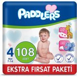 Paddlers Maxi 4 Numara Organik Cırtlı Bebek Bezi 108 Adet