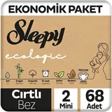 Sleepy Ecologic Yenidoğan 1-2 Numara Organik Cırtlı Bebek Bezi 68 Adet