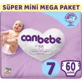 Canbebe Xx Large Süper Mini Mega Paket 7 Numara Bantlı Bebek Bezi 6x60 Adet