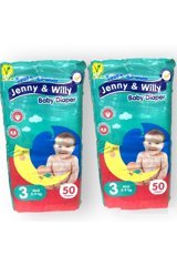 Jenny & Willy Vegan Midi 3 numara Cırtlı Bebek Bezi 100 Adet
