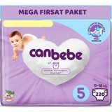 Canbebe Junior Mega Fırsat 5 Numara Bantlı Bebek Bezi 220 Adet