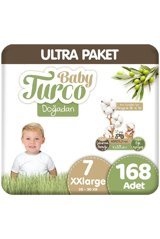 Baby Turco Doğadan 7 Numara Bantlı Bebek Bezi 3x56 Adet