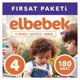 Elbebek Elite Maxi 4 Numara Cırtlı Bebek Bezi 180 Adet