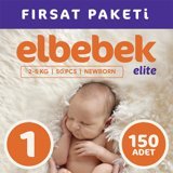 Elbebek Elite Yenidoğan Yenidoğan Cırtlı Bebek Bezi 150 Adet