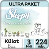 Sleepy Midi Ultra Paket 3 Numara Organik Külot Bebek Bezi 224 Adet