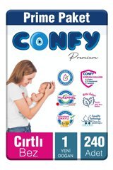 Confy Premium Yenidoğan Yenidoğan Cırtlı Bebek Bezi 240 Adet