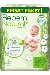 Bebem Natural Doğa Özleri 3 Numara Organik Cırtlı Bebek Bezi 68 Adet