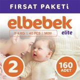 Elbebek Elite Mini 2 Numara Cırtlı Bebek Bezi 160 Adet