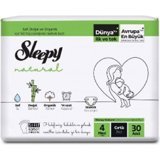 Sleepy Natural 4 Numara Organik Cırtlı Bebek Bezi 30 Adet