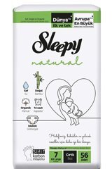 Sleepy Natural 7 + Numara Organik Göbek Oyuntulu Cırtlı Bebek Bezi 56 Adet