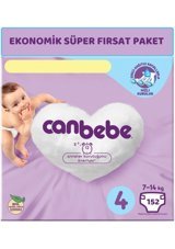 Canbebe Maxi Ekonomik Süper Fırsat Paketi 4 Numara Bantlı Bebek Bezi 152 Adet