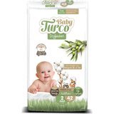 Baby Turco Doğadan 2 Numara Göbek Oyuntulu Bantlı Bebek Bezi 42 Adet