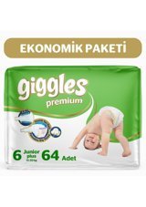Giggles Premium Junior Plus 6 Numara Cırtlı Bebek Bezi 2x32 Adet