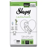 Sleepy Natural 6 + Numara Organik Cırtlı Bebek Bezi 64 Adet
