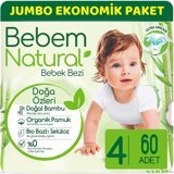 Bebem Natural Doğa Özleri 4 Numara Organik Cırtlı Bebek Bezi 60 Adet
